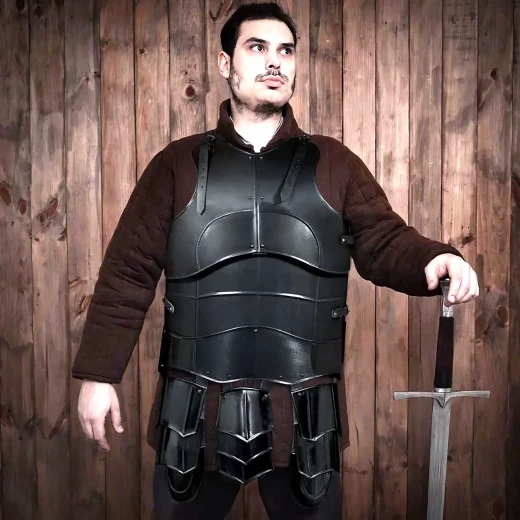 Blackened Fantasy Cuirass with Tassets, Knight Armour for LARP - Outlet
