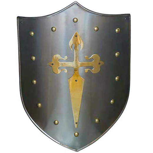 Metall-Wappenschild mit dem Kreuz von Santiago (Messing)