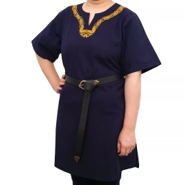 Embroidered Viking Tunic with Knotwork – Blue - Outlet