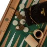 Backgammon in Green Crocodile Leather 48x30 cm
