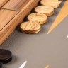 Backgammon mit grau-beigem Straußenlederbezug 48x30cm