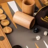 Backgammon mit grau-beigem Straußenlederbezug 48x30cm