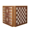 Schachspiel, Backgammon, Mensch ärgere Dich nicht, Schlangen 4-in-1-Set im klassischen Stil, 34x34 cm