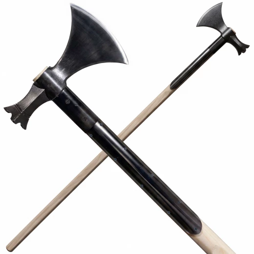 Scharfe mittelalterliche Mordaxt aus Kohlenstoffstahl mit Eschenschaft - Outlet