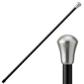 Eleganter City Gehstock aus schwarzem Fiberglas mit poliertem Aluminiumknauf