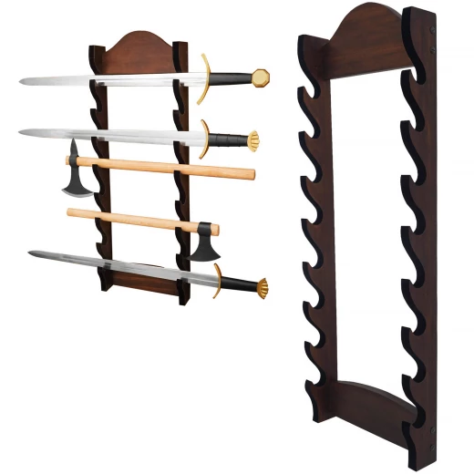 Wandhalterung für 8 Waffen, Schwerter oder Äxte, aus Hartholz - Outlet