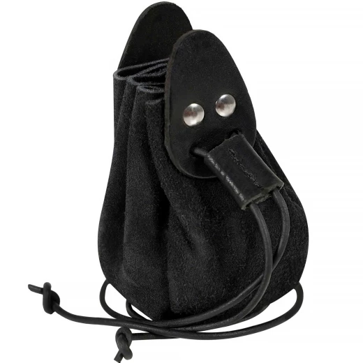 Schwarzer Wildlederbeutel für Münzen und Würfel, 10 cm - Outlet