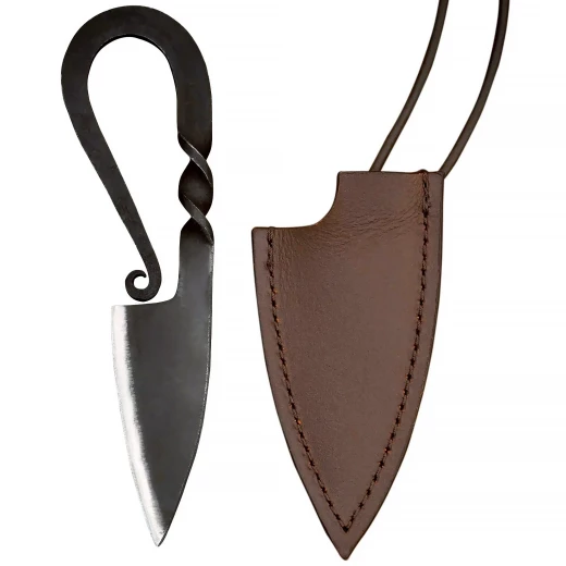 Handgeschmiedetes Wikinger Umhängemesser aus Eisen mit Lederscheide - Outlet