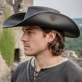 Handmade "Flandes" Leather Hat | Wide Brim | Pirate & Musketeer - Outlet