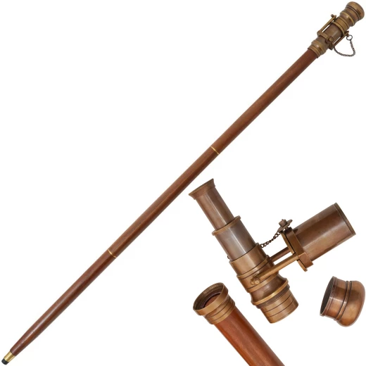 Dřevěná vycházková hůl se skrytým dalekohledem, námořní styl - druhá jakost - Outlet