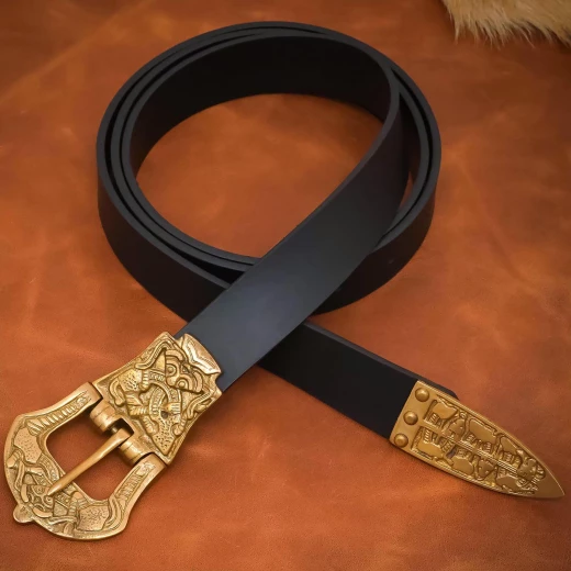 Wikinger-Ledergürtel Birka, Pferd und Schlange, 3 cm - Outlet