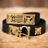 Viking Leather Belt Varangian with Brass Dragon Motifs - Outlet