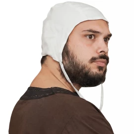 Authentische weiße mittelalterliche Bundhaube aus reiner Baumwolle - Outlet
