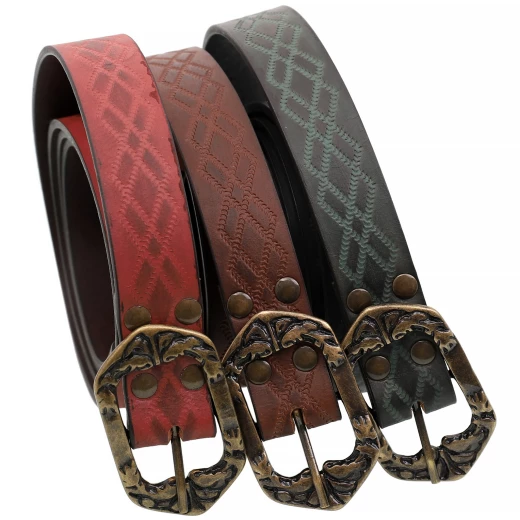 Ledergürtel "Waldläufer" mit geprägtem geometrischem Muster - Outlet