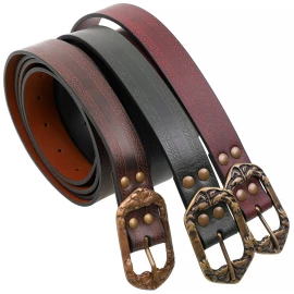 Ledergürtel mit Prägung und verzierter Messingschnalle - Outlet