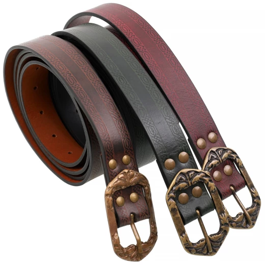 Ledergürtel mit Prägung und verzierter Messingschnalle - Outlet