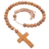Mittelalterlicher Holzrosenkranz mit Kreuz und Lederquaste, 15. Jahrhundert - Outlet