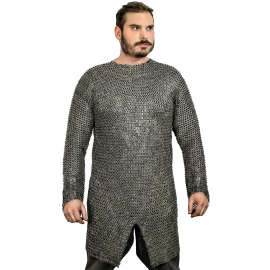 Rostfreies Kettenhemd Hauberk, vernietete/volle Flachringe 9 mm - Outlet