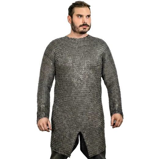 Rostfreies Kettenhemd Hauberk, vernietete/volle Flachringe 9 mm - Outlet