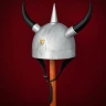 Fantasy Hörnerhelm mit Löwenwappen, Stahl (20 Gauge)