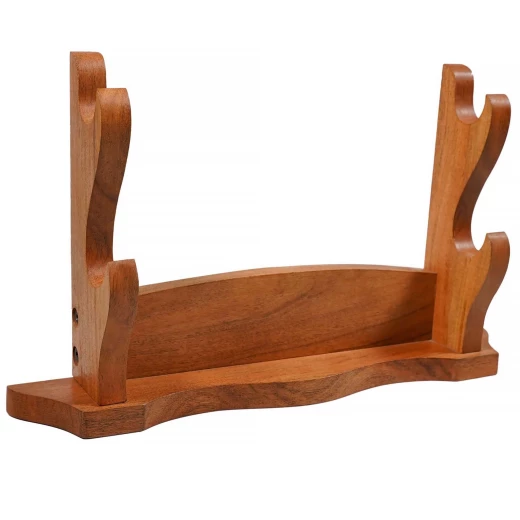 Two-Tier Sword Stand in Acacia Wood, Wall Mounted & Tabletop - Outlet