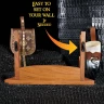 Two-Tier Sword Stand in Acacia Wood, Wall Mounted & Tabletop - Outlet