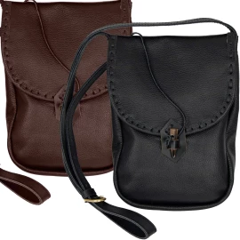 Ledertasche über die Schulter mit Hornknebel, 28 x 23 cm