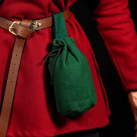 Gürtelbeutel aus Wolle mit Kordelzug, grün, 21x16 cm - Outlet