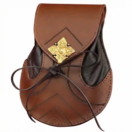 Elbische Gürteltasche aus echtem Leder, braun-schwarz, mit Zierschließe - Outlet