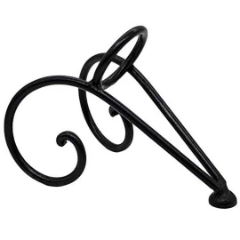 Hand-Forged Iron Drinking Horn Stand with Spiral Decorations