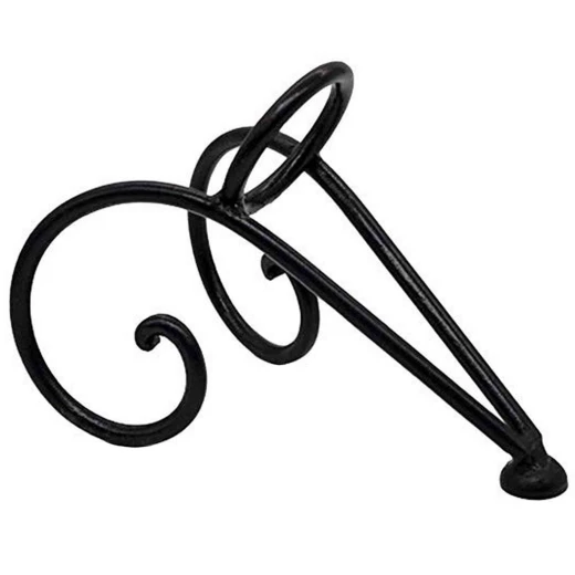 Hand-Forged Iron Drinking Horn Stand with Spiral Decorations