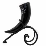 Hand-Forged Iron Drinking Horn Stand with Spiral Decorations