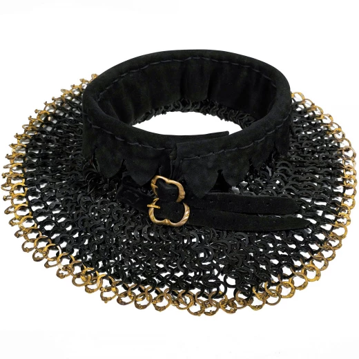 Kettenkragen 'Schwarzer Ritter', genietet/voll, 9 mm, geschwärzt mit Messingrand