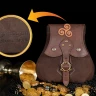 Leather Kidney Pouch with Triskelion, "Stalwart Warrior", Brown, 21x20 cm