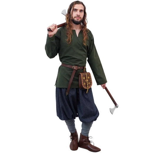 Wikinger-Tunika 'Greenwood Sentinel', grüne Baumwolle - Outlet