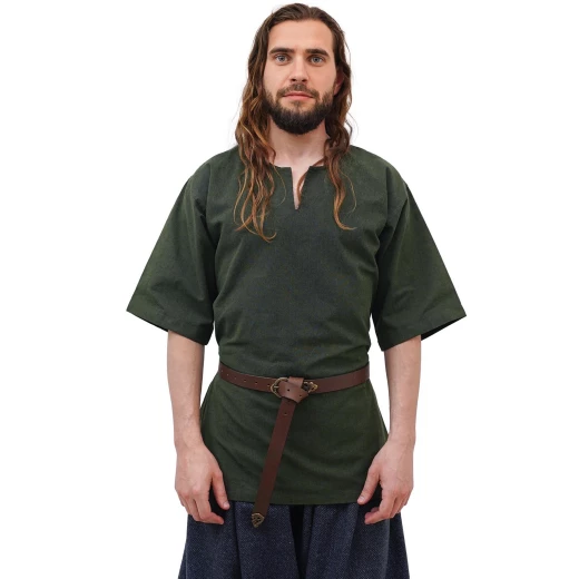 Wikinger-Tunika "Ragnar" aus Chambray-Baumwolle, Grün - Outlet