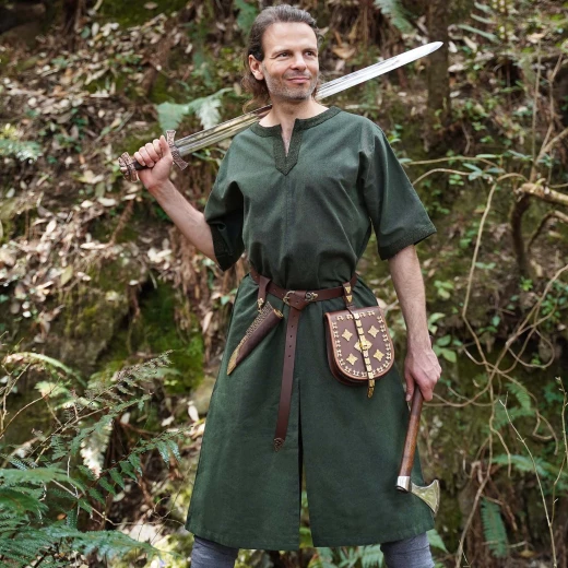 Lange Wikinger-Tunika "Harald" mit Zierborten - Outlet