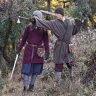 Viking Wool Coat "Haithabu" Klappenrock, 100% Recycled Wool, Brown-Green