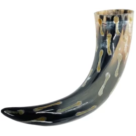400-500ml Charred Speckle Viking Drinking Horn of Ox