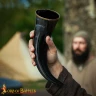 Polished Viking Drinking Horn with Brass Rim