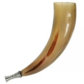 Wikinger Signalhorn aus Echthorn mit Mundstück, 40-48 cm