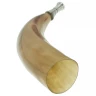Vikinský signální roh z pravého rohu s kovovým nátrubkem, 40-48 cm