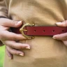 9th Century Viking Age Leather Belt with Brass Buckle, 2 cm - Outlet