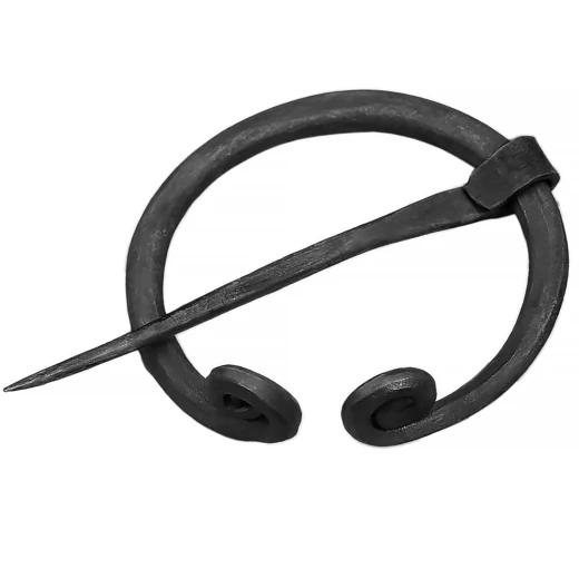 Handgeschmiedete Eisenfibel, Ringfibel mit gerollten Enden