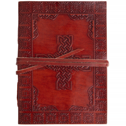 Leather Journal with Celtic Cross and Tree of Life