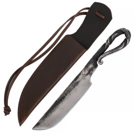 Reenactment knife hand-forged with leather sheath