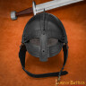 Wikinger-Vendel-Helm aus 1,6 mm geschwärztem Stahl mit gestepptem Inlay