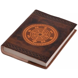 Leather notebook with nautical compass symbol