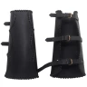 Leather Greaves with Hemmed Edge and Buckle Closure