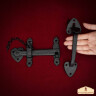 Forged door lock with latch and handle, oil-blackened